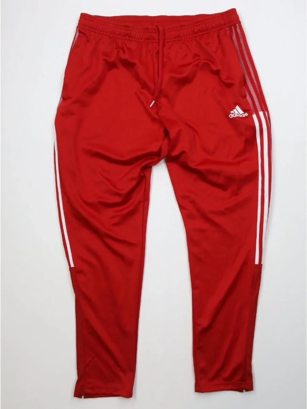 Vtg Y2K Adidas Mens XL Spell Out Striped Tapered Leg Warm Up Soccer Pants Red
